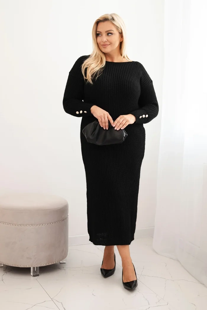 Legínovo Dámske svetríkové šaty Plus Size s mohérom sivé Farba: Hnedá, Veľkosť: UNI