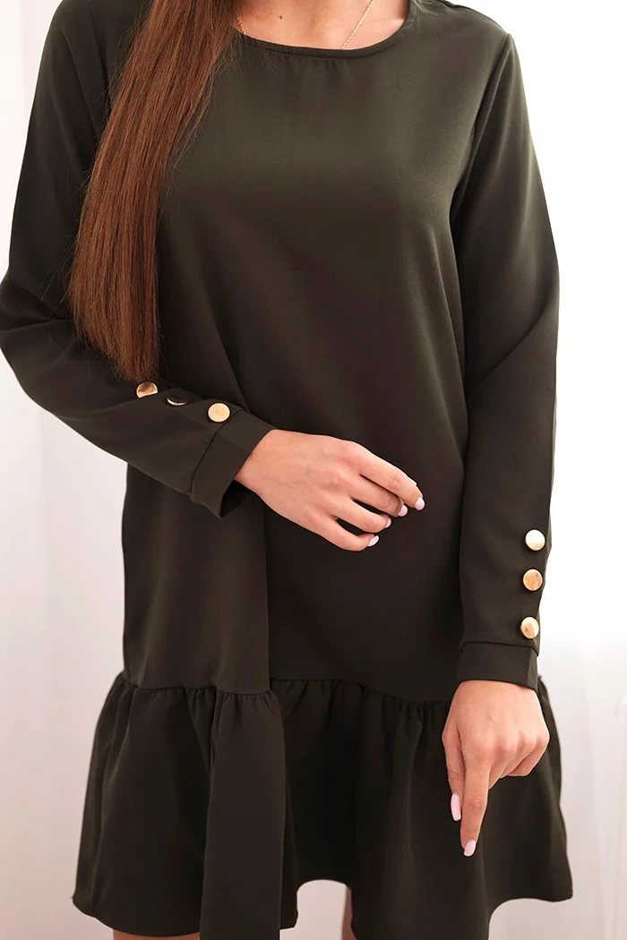 Legínovo Šaty s volánom khaki Farba: Khaki, Veľkosť: UNI