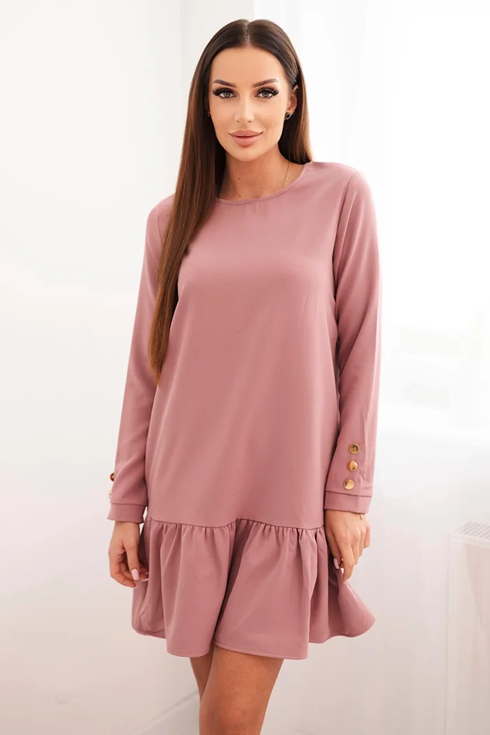 Legínovo Šaty s volánom khaki Farba: Khaki, Veľkosť: UNI