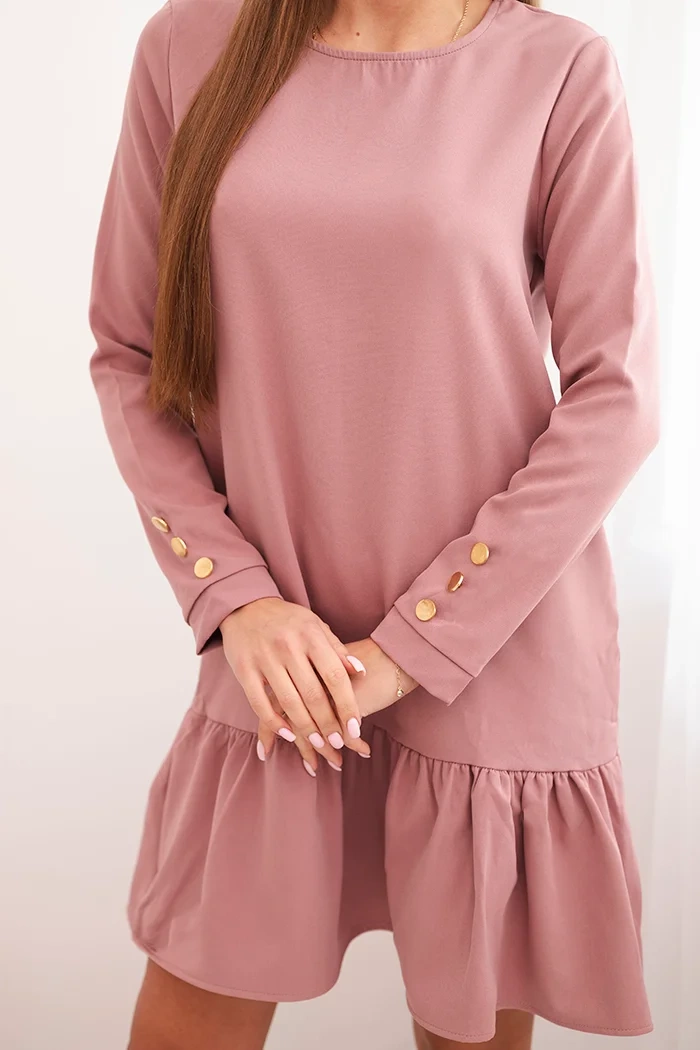 Legínovo Šaty s volánom khaki Farba: Khaki, Veľkosť: UNI