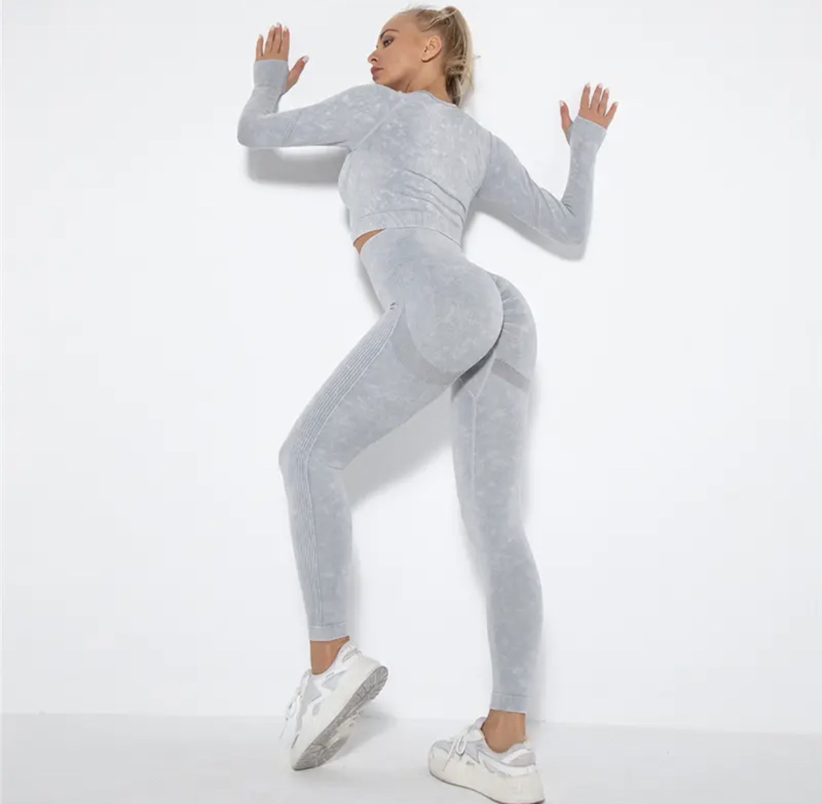 Legínovo Push-up biely set marble Veľkosť: S