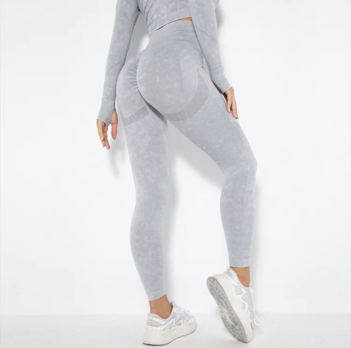 Legínovo Push-up biely set marble Veľkosť: S