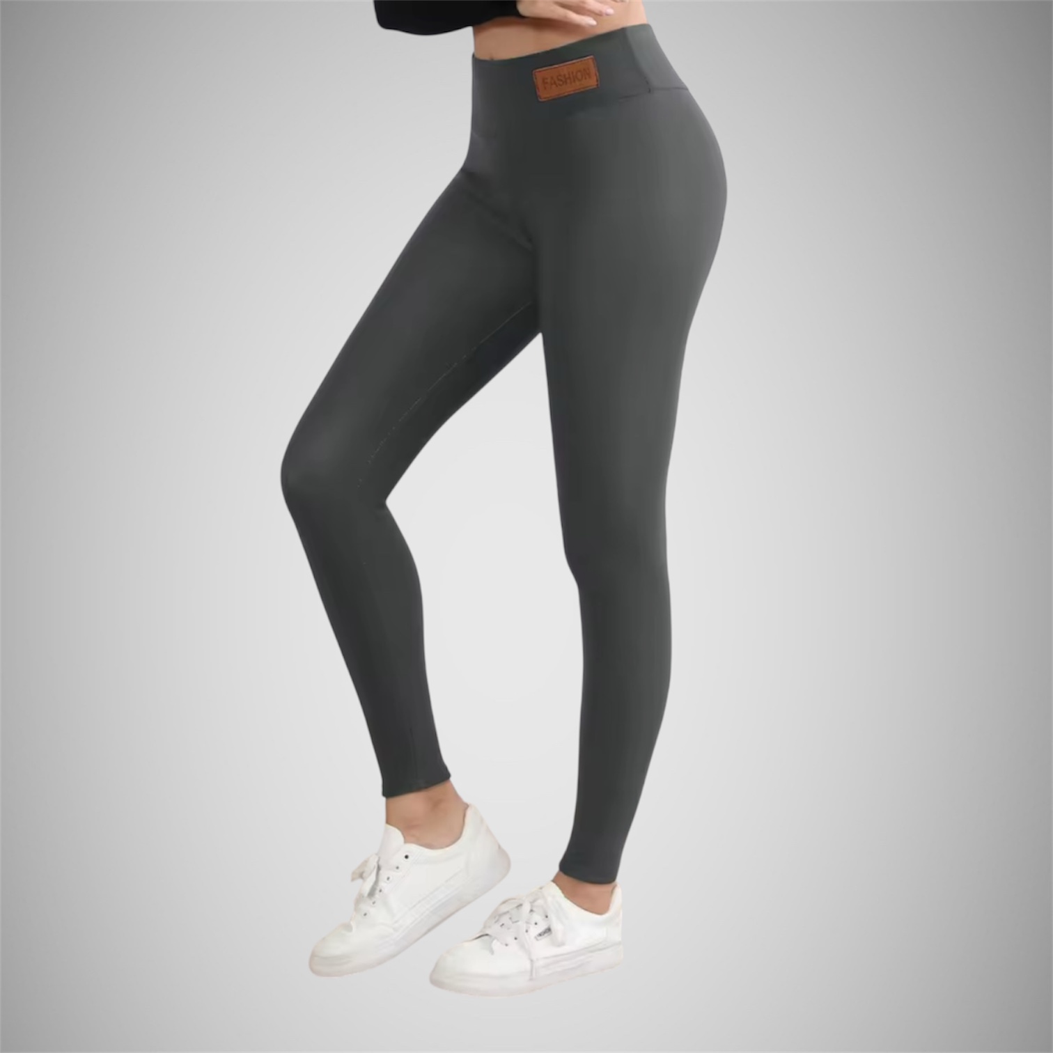 Zateplené sivé legíny s vreckom fashion Veľkosť: XL