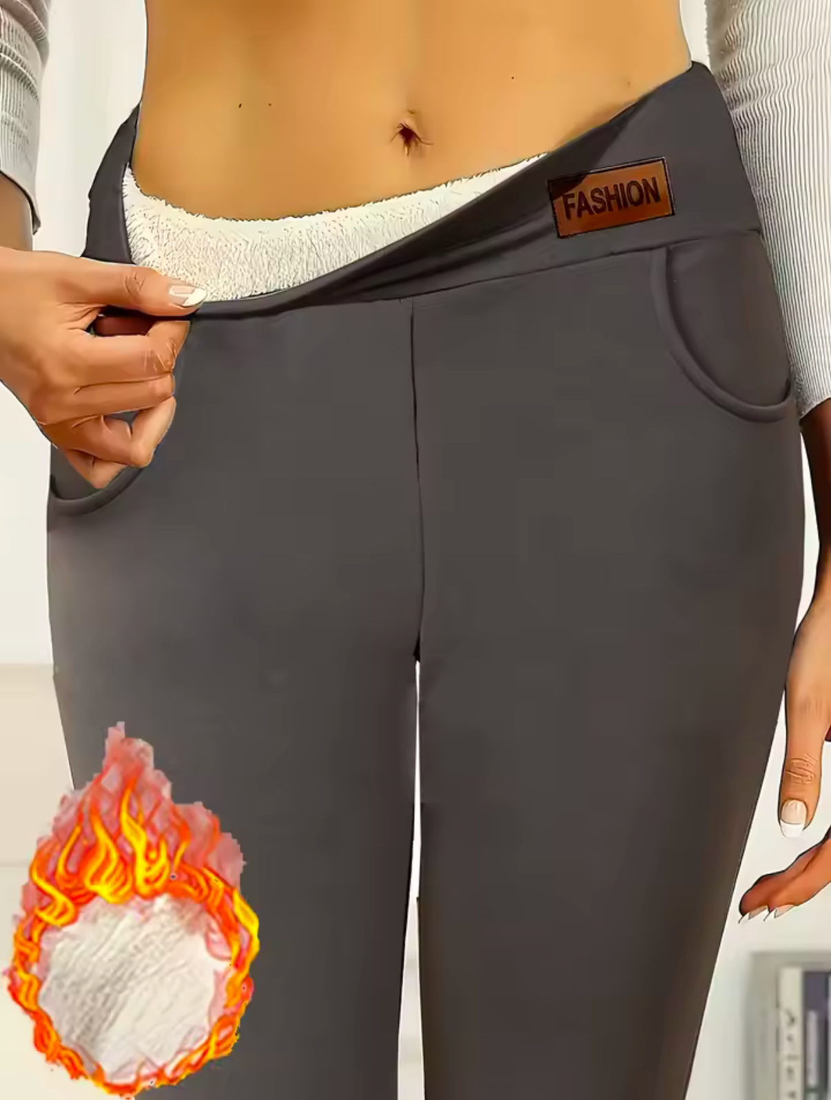 Zateplené sivé legíny s vreckom fashion Veľkosť: XL