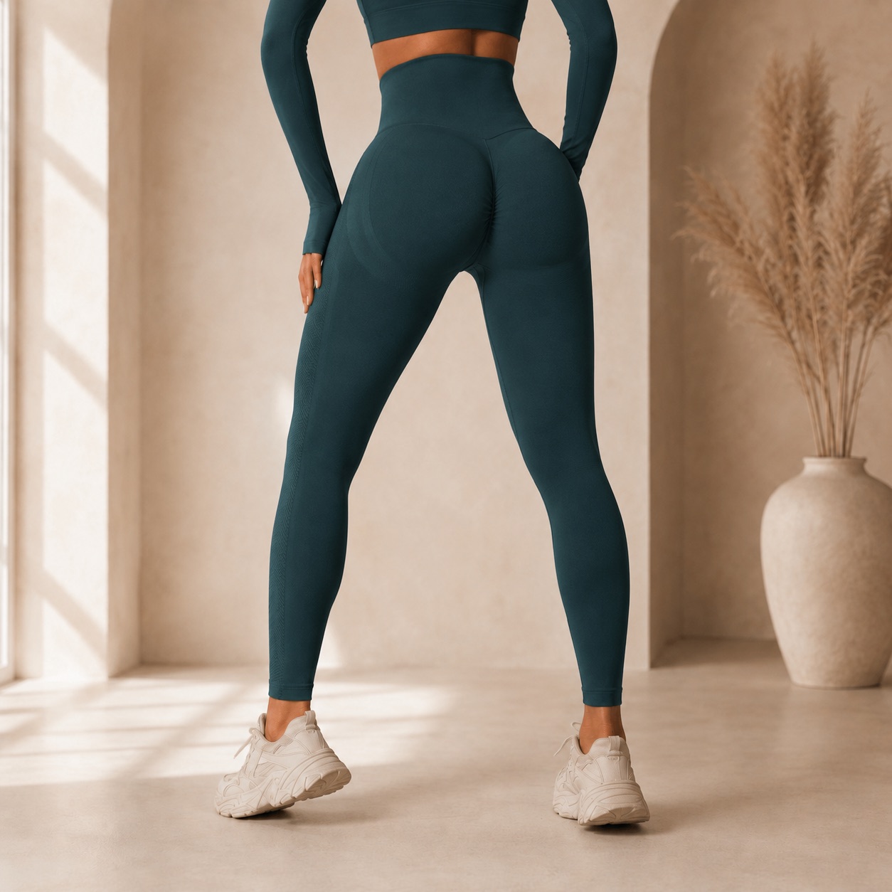 Dark black green push-up leginy Veľkosť: M