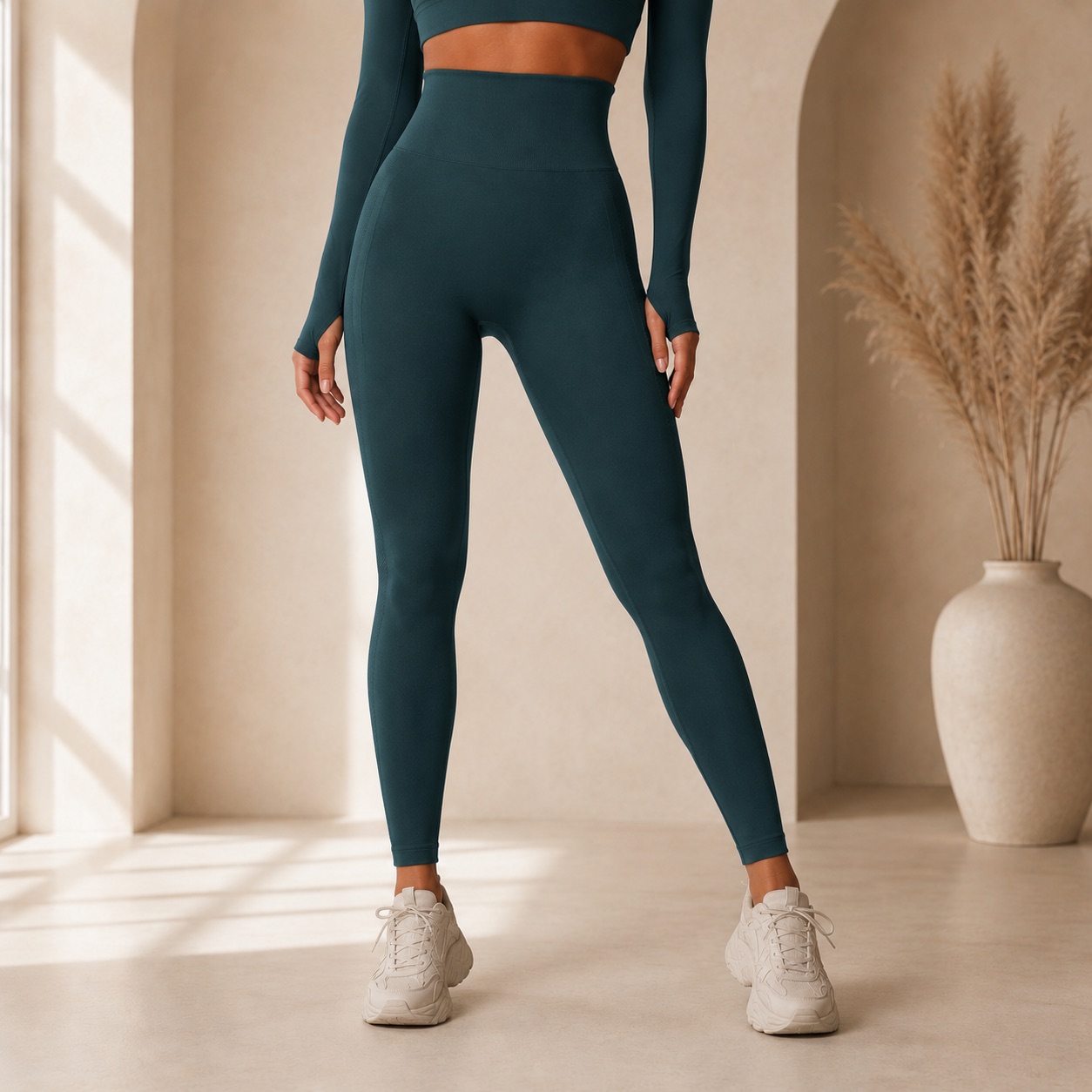 Dark black green push-up leginy Veľkosť: M