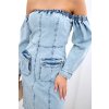 Džínsové šaty s elastanom, odhalené ramená S/M-L/XL (Veľkosť UNI, Farba Džínsová)