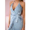 Džínsové šaty s elastickou tkaninou na viazanie okolo krku S/M-L/XL (Veľkosť UNI, Farba Džínsová)