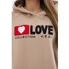 Zateplená bavlnená mikina s kapucňou Love tmavo béžová (Veľkosť UNI, Farba Tmavobéžová)