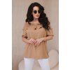 Španielska blúzka s ozdobným volánom béžová
