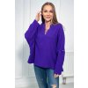 Mušelínová blúzka s vyhrnutým rukávom tmavo fialová