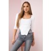 Rebrovaná blúzka s výstrihom biela