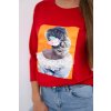 Blúzka s 3D grafikou, červená čipka