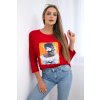 Blúzka s 3D grafikou, červená čipka