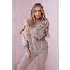 Súprava mikiny s mašľou na rukávoch a legín ecru