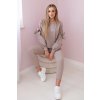 Súprava mikiny s mašľou na rukávoch a legín ecru