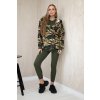 Trojdielny komplet maskáčová mikina, top a legíny khaki + béžová