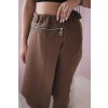 Nohavice Punto Milano Winter s ozdobným zipsom hnedé