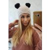 Čiapka s flísom 2 bambuľky K291 béžová