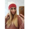 Čiapka s flísom Bibiana K264 bordová+ecru