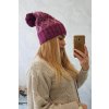 Čiapka s flísom Milano K203 tmavo fialová+ecru