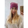 Čiapka s flísom Milano K203 tmavo fialová+ecru