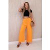 Nohavice so širokým strihom a viazaním v páse oranžové