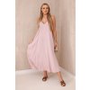 Mušelínové šaty na ramienka ružové