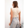 Saténové dámske body s hlbokým výstrihom béžové