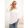 Dámska blúzka Plus Size bavlnená s okrúhlym výstrihom biela