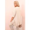 Dámska blúzka Plus Size s bavlnou s volánkou a vyhrňovacím rukávom béžová