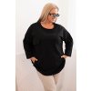 Dámska blúzka Plus Size s bavlnou s volánkou a vyhrňovacím rukávom béžová