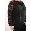 Dámska blúzka Plus Size s čipkovým rukávom a ozdobným výstrihom hnedá
