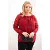 Dámska blúzka Plus Size s čipkovým rukávom a ozdobným výstrihom hnedá