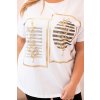 Dámska bavlnená blúzka Plus Size s kamienkami biela + ťavia