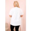 Dámska bavlnená blúzka Plus Size s kamienkami biela + ťavia