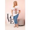 Dámska bavlnená blúzka Plus Size s potlačou Day Dream biela + ťavia