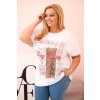 Dámska bavlnená blúzka Plus Size s potlačou Day Dream biela + ťavia