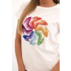 Dámska bavlnená blúzka s krátkym rukávom a farebnou potlačou biela