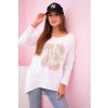 Dámska blúzka s vreckami a ozdobnou potlačou biela