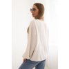 Dámska blúzka z viskózy s nariaseným výstrihom a ozdobou béžová