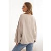 Dámska blúzka z viskózy s nariaseným výstrihom a ozdobou béžová