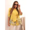 Dámska bavlnená košeľa s motýľmi a kvetmi žltá