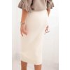 Dámska viskózová puzdrová sukňa s elastickým pásom tmavo béžová