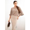 Dámska viskózová puzdrová sukňa s elastickým pásom tmavo béžová