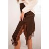 Dámska viskózová sukňa s čipkou a asymetrickým lemom hnedá