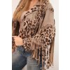 Dámska semišová bunda s leopardím vzorom s čiernymi strapcami