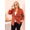 Béžové dámske sako z viskózy Plus Size s dlhým rukávom a golierom