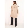 Dámska bavlnená bunda s kapucňou a predĺženou prednou stranou béžová