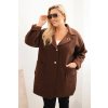 Dámsky kabát Plus Size s barančinou a vreckami béžový